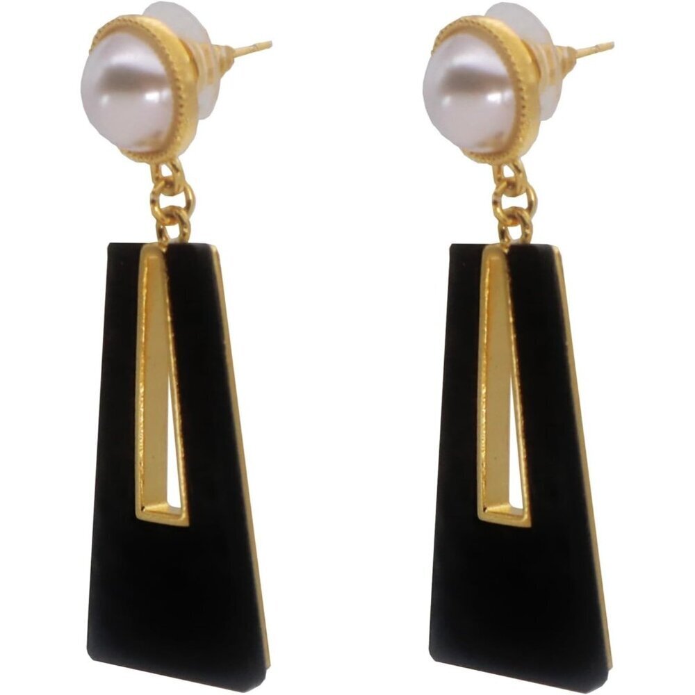 White & Black Geometric Statement Jewelry Dangle Drop Earrings for Women